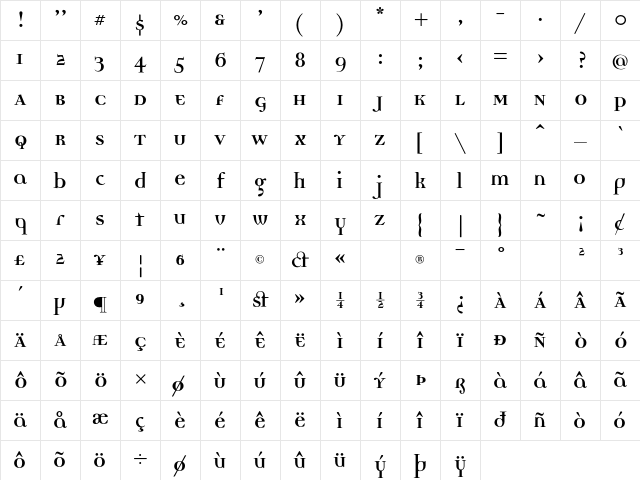 DemocraticaBoldOldstyle Medium Character Map DemocraticaBoldOldstyle Medium Character Map