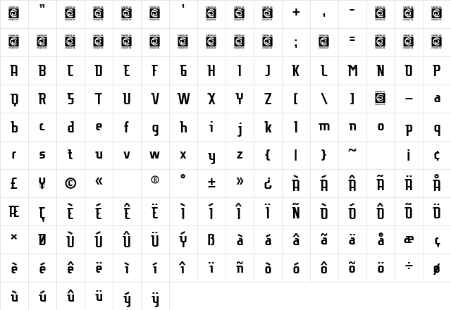 EUROLITE Regular Character Map EUROLITE Regular Character Map