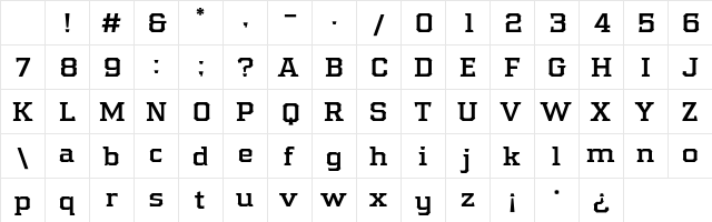 Samton Bold Character Map Samton Bold Character Map