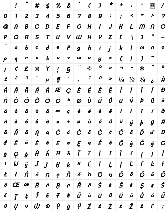 Typo Ring Demo Bold Italic Character Map Typo Ring Demo Bold Italic Character Map
