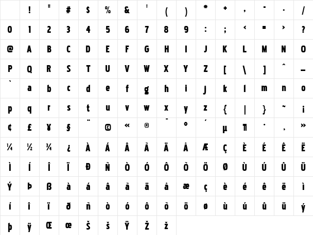 Pakenham Cnd Blk Regular Character Map Pakenham Cnd Blk Regular Character Map