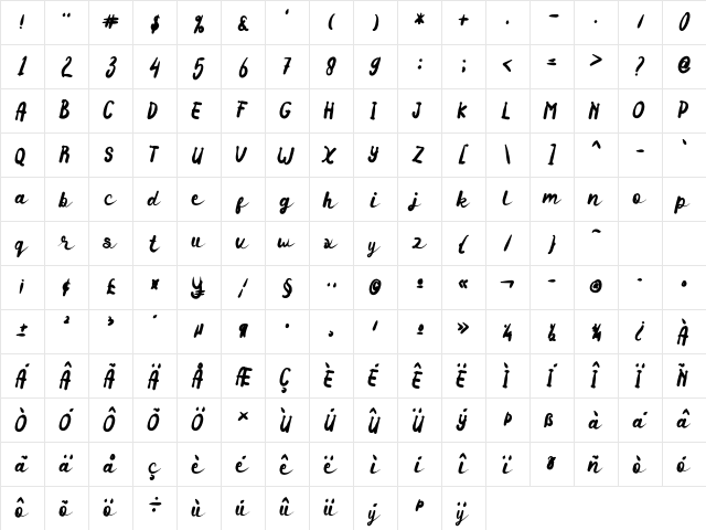 Secret_Admirer Regular Character Map Secret_Admirer Regular Character Map