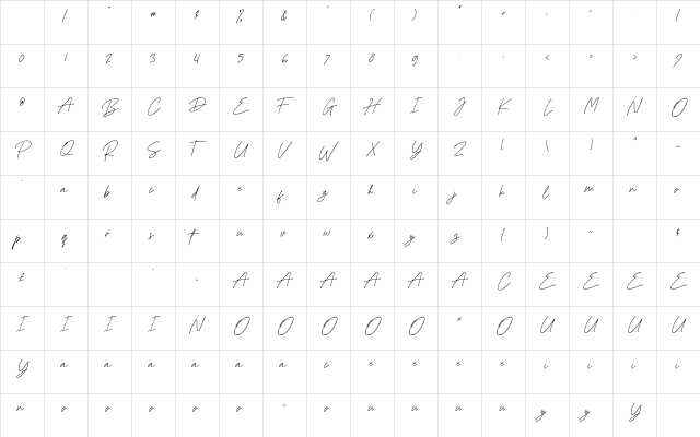 California Bright Regular Character Map