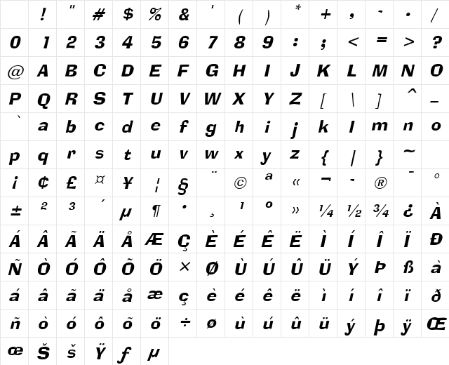 AlorNarrow Italic Character Map AlorNarrow Italic Character Map