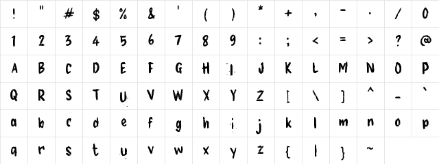 g Grungink Regular Character Map