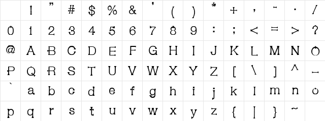 CBX-Trumpet Medium Character Map CBX-Trumpet Medium Character Map