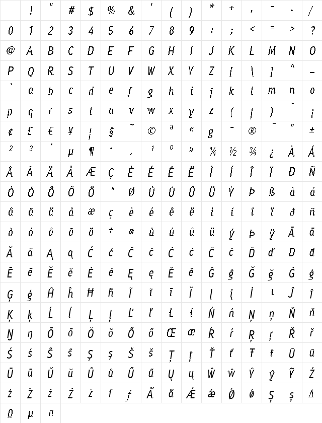 Ayumi Pro Medium Italic Character Map Ayumi Pro Medium Italic Character Map