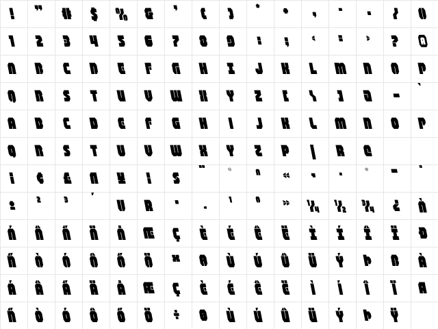 Shogunate Leftalic Italic Character Map Shogunate Leftalic Italic Character Map