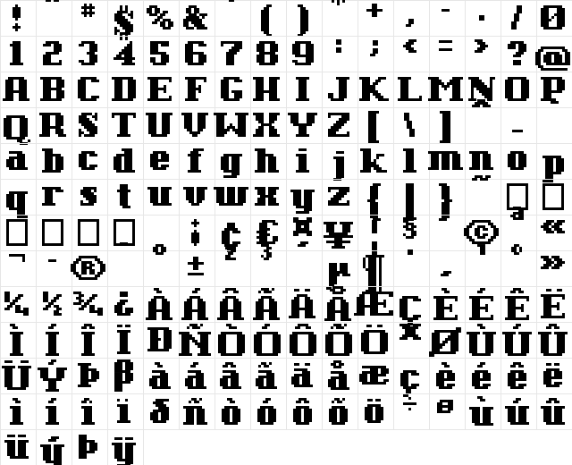 01Dramatix Bold Character Map