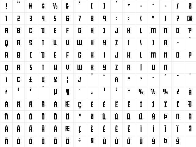 Young Patriot Expanded Expanded Character Map Young Patriot Expanded Expanded Character Map