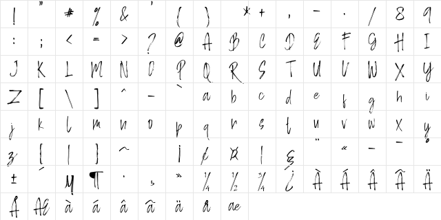 BERASH Regular Character Map BERASH Regular Character Map