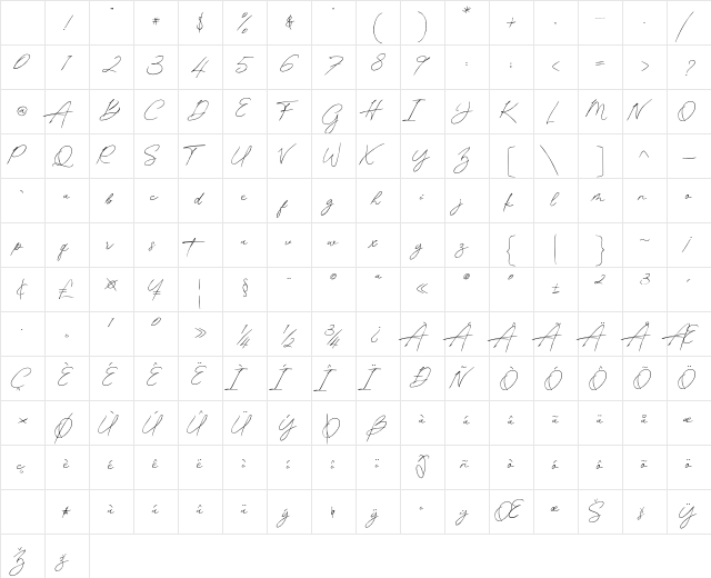 pamsetto Regular Character Map pamsetto Regular Character Map