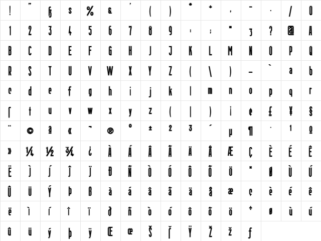 Berlin Email Outline Regular Character Map Berlin Email Outline Regular Character Map