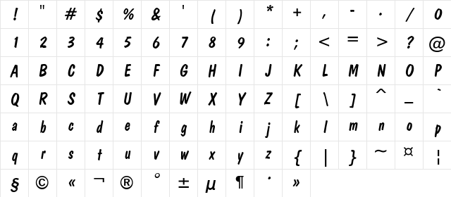 a_DomIno Italic Character Map