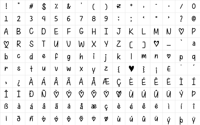 I Found My Valentine Regular Character Map