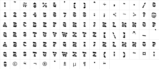 a_CampusStripDn Regular Character Map