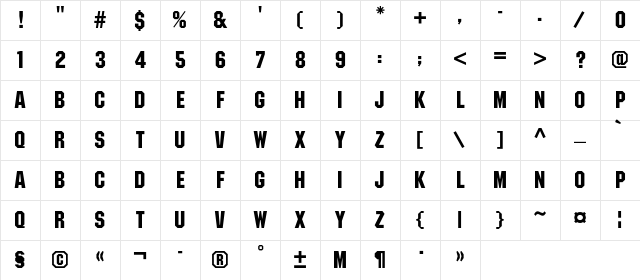 MachineC Regular Character Map