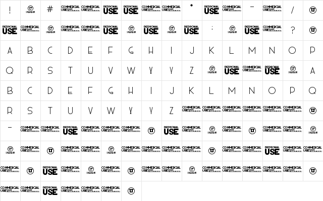 HIELO regular Character Map HIELO regular Character Map