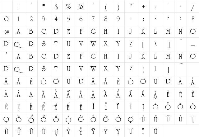 .VnUniverseH Normal Character Map .VnUniverseH Normal Character Map