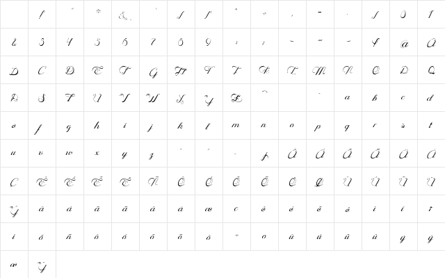 Ophlia Script Light Light Italic Character Map Ophlia Script Light Light Italic Character Map