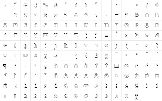 BlippoBlaDOu1 Regular Character Map