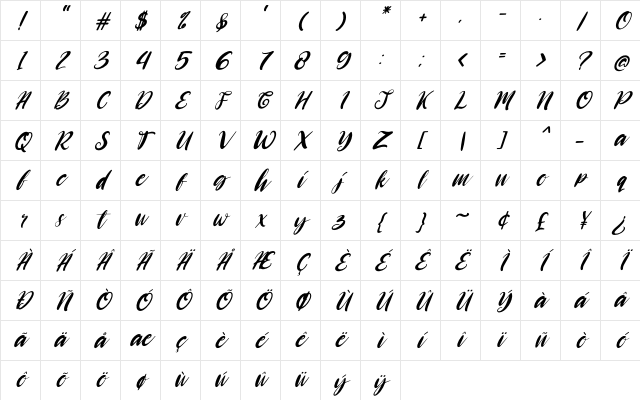 Heywolf Italic Regular Character Map