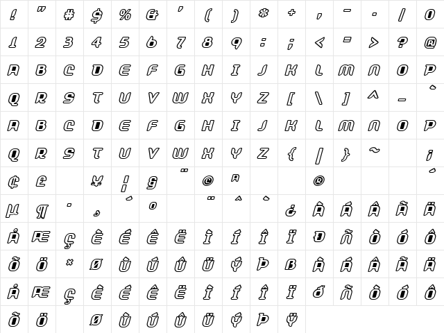 Shifty Regular Character Map Shifty Regular Character Map