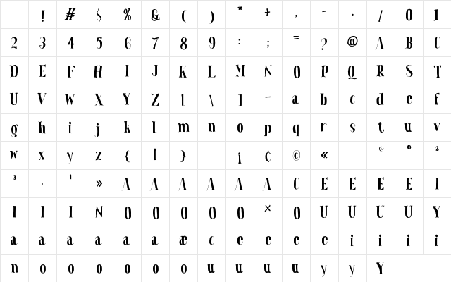 Rosta Regular Character Map