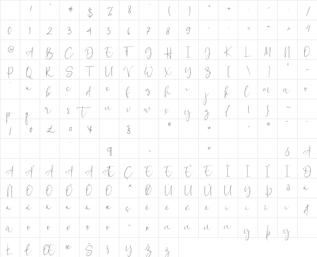Calistin Regular Character Map Calistin Regular Character Map