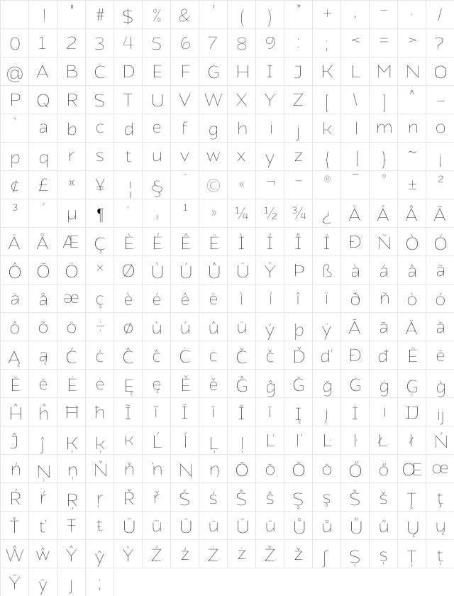 Atozimple Thin Regular Character Map Atozimple Thin Regular Character Map