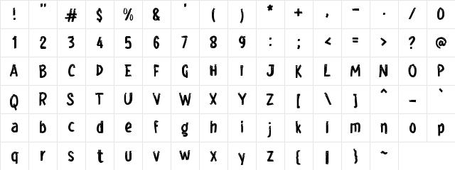 g Grip Regular Character Map
