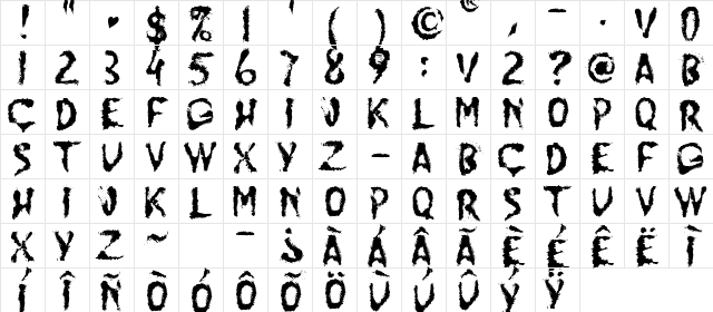 JUMP BURN IP Regular Character Map