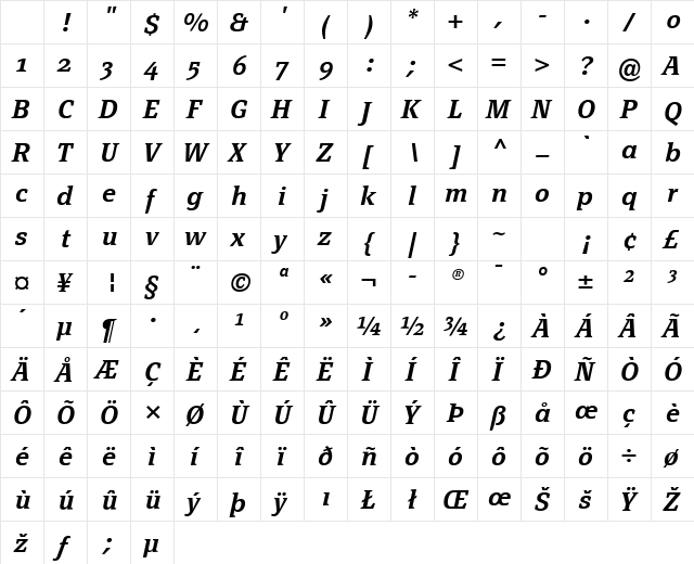 PageSerif-DemiBoldItalic Regular Character Map PageSerif-DemiBoldItalic Regular Character Map