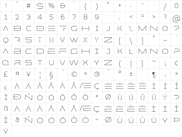 MADE Future X HEADER Thin Character Map MADE Future X HEADER Thin Character Map
