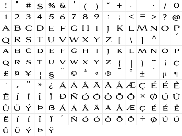 Aviano Serif Regular Regular Character Map Aviano Serif Regular Regular Character Map