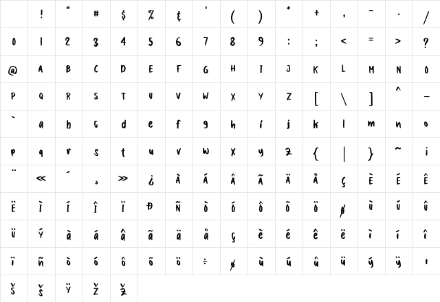 Boldey Typeface Regular Character Map Boldey Typeface Regular Character Map