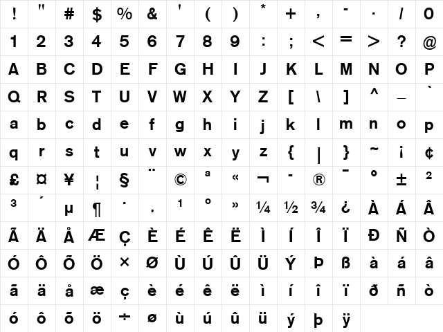 AG Old Face Medium Character Map