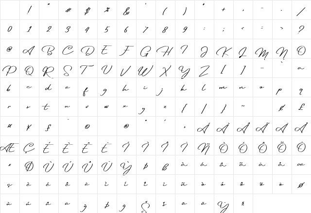 Reileigh Regular Character Map Reileigh Regular Character Map