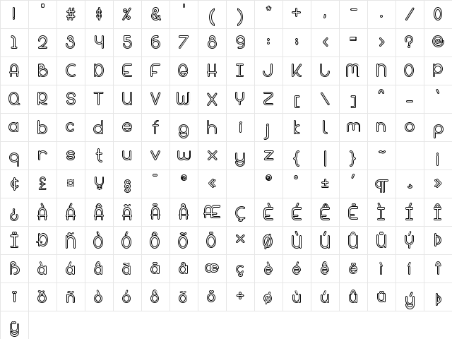 Bandar Outline Regular Character Map