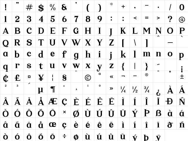 Waildesh Regular Character Map