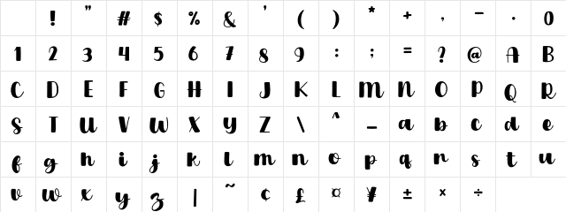 Mother Glow Regular Character Map Mother Glow Regular Character Map