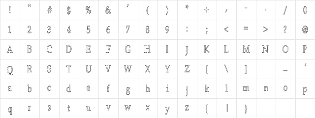 Palatino-ThinHC Regular Character Map