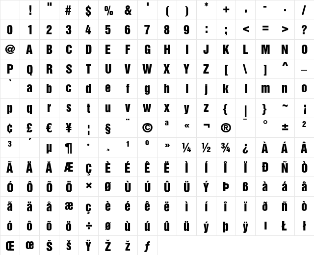 Helvetica Inserat LT Regular Character Map