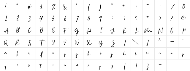 AllisonStyle Script DEMO Regular Character Map