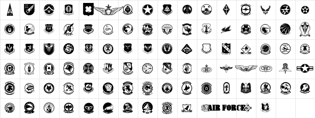 Wings of America Regular Character Map