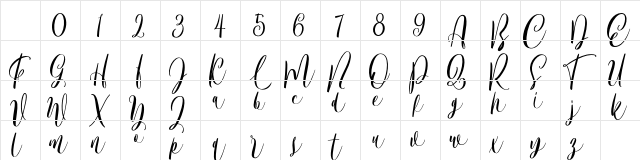 Bordellia Regular Character Map Bordellia Regular Character Map