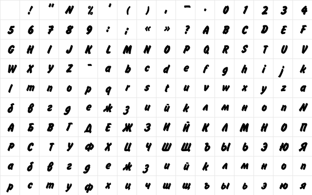 FlashRomanBold_DG Regular Character Map FlashRomanBold_DG Regular Character Map