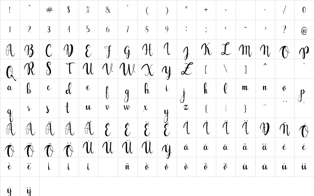 gabylia Regular Character Map