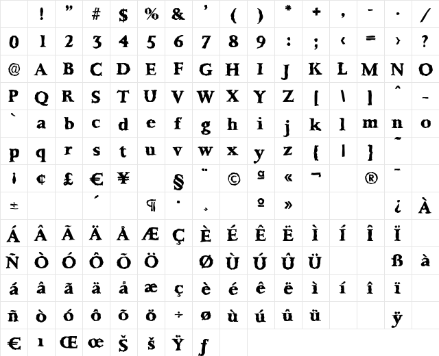 PalermoRandom-Xbold Regular Character Map PalermoRandom-Xbold Regular Character Map