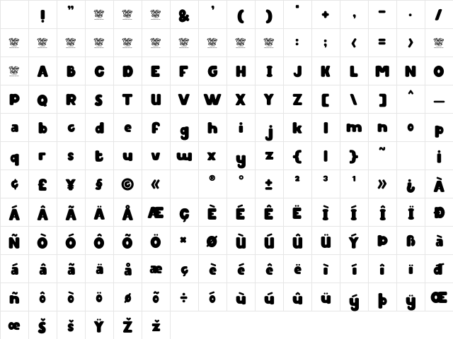 Sticky Glue Regular Character Map Sticky Glue Regular Character Map